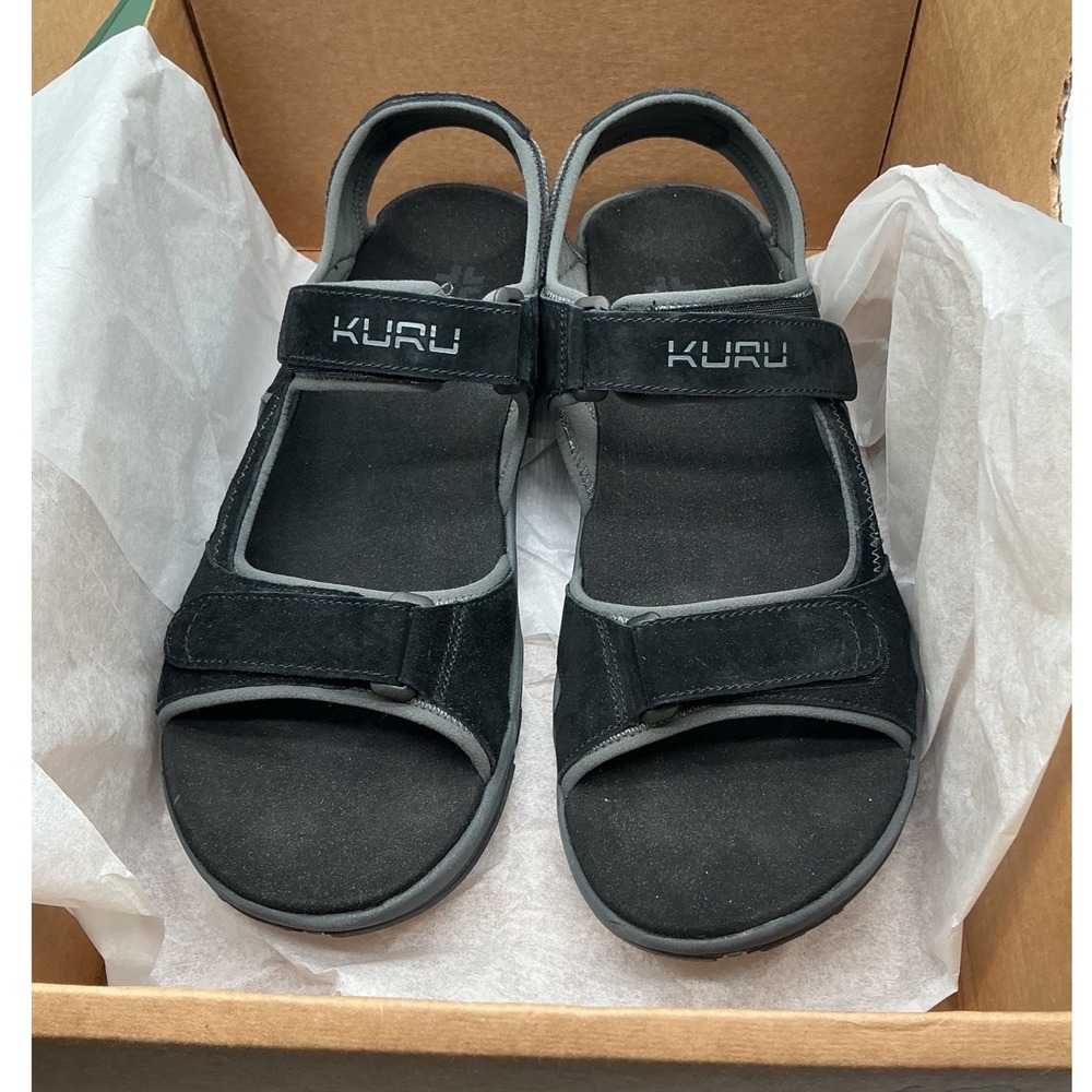 Kuru Tread Mens Sandals Black Suede Adjustable Straps Outdoor Comfort Size 13